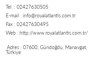 Royal Atlantis Spa & Resort Hotel iletiim bilgileri
